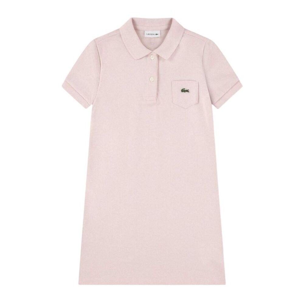 Lacoste Girls Chest Pocket Polo Shirt Dress / Pink